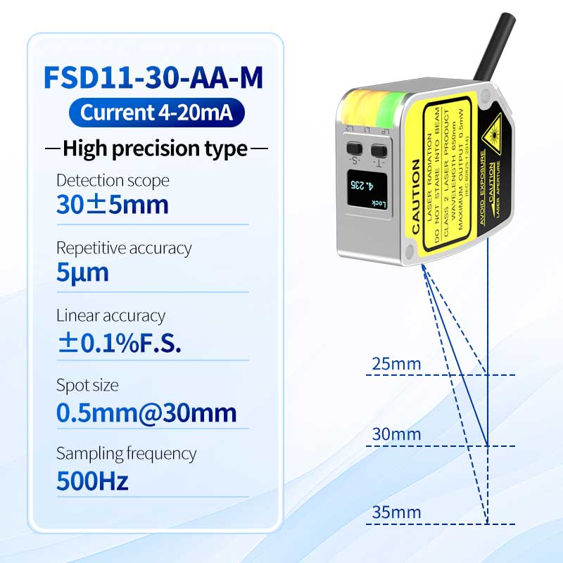 FSD11-30-AA-M Nagy pontosságú, 0,01 mm-es lézeres elmozdulásérzékelő