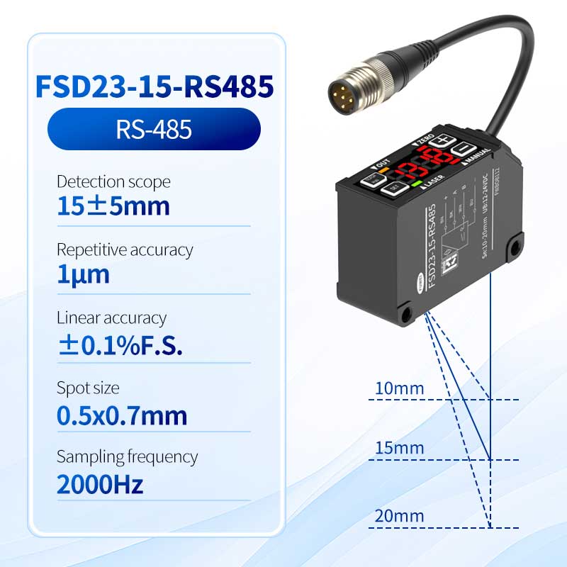 FSD23-15-RS485 nagy pontosságú lézer-elmozdulási érzékelő
