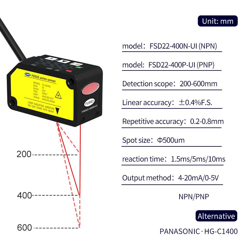 FSD22-400P-UI lézeres elmozdulásérzékelő